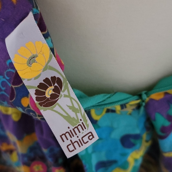 MIMI CHICA MEDIUM PAISLEY FLORAL MINI SKATER CIRCLE SKIRT BRIGHT COLORFUL DRESS - Picture 3 of 12